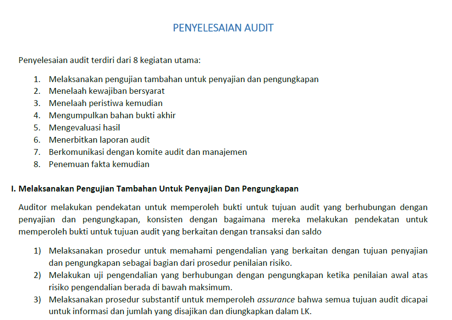 PENYELESAIAN AUDIT