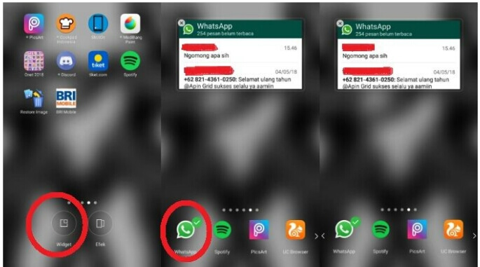Aktifkan widget WhatsApp 1 Cara Membaca Pesan WhatsApp tanpa Ketahuan